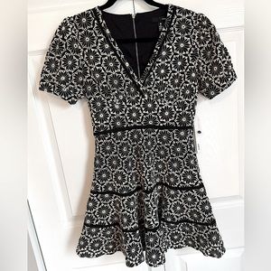 Black & White Short Sleeve Aline Mini Dress (New)
